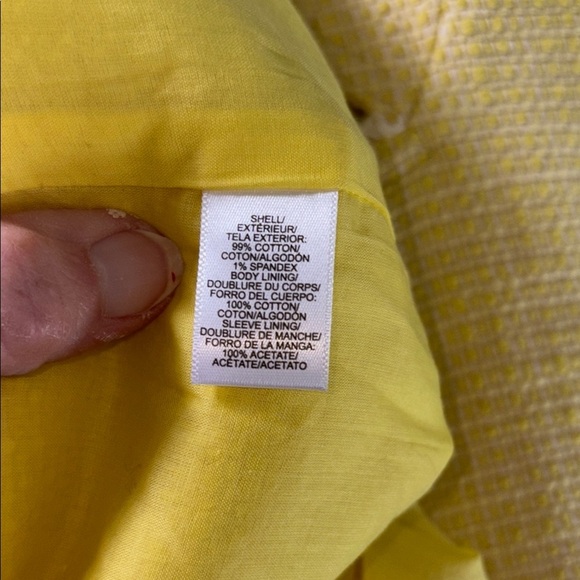 Loft  Jacket  blazer  7/8” sleeves. Open front  raw edge look trim cotton yellow - Picture 2 of 12